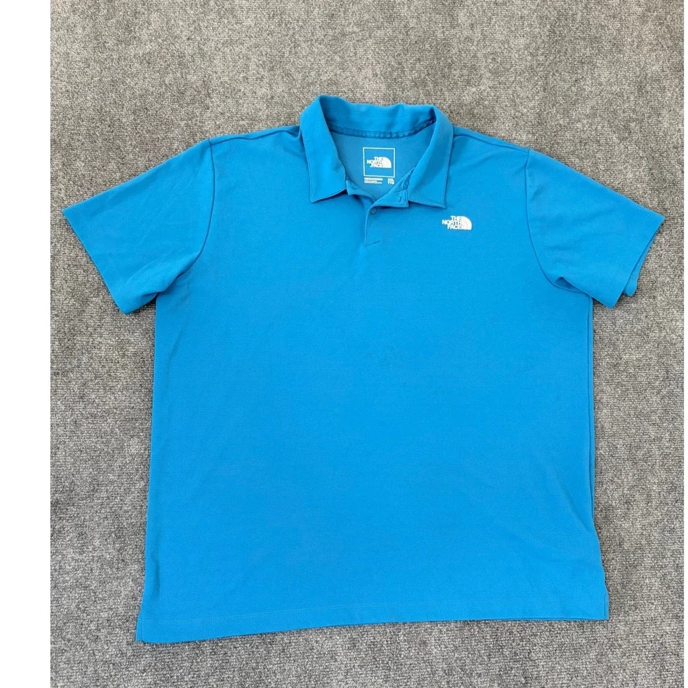 The North Face Mens Blue Short Sleeve Pique Performance Polo Shirt XXL 7656